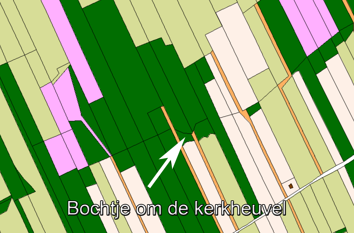 Close-up van de bocht rond de Kerkheuvel